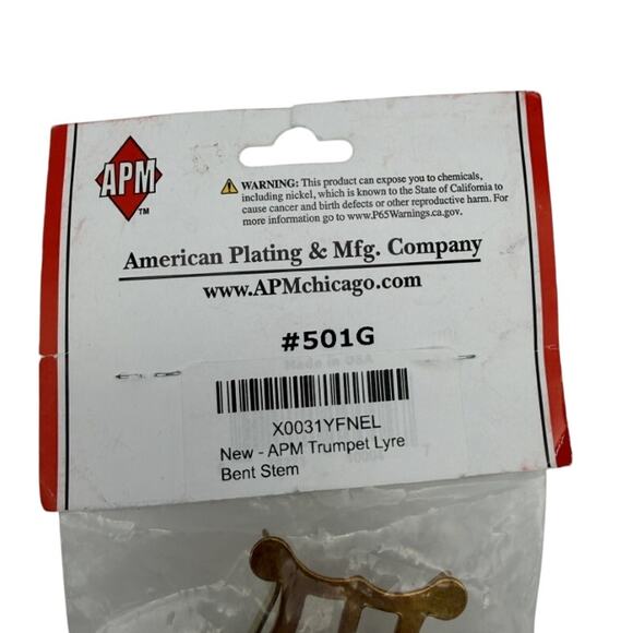 New APM #501G Trumpet Lyre Bent Stem Brass Plated Music Accessory - Picture 6 of 6